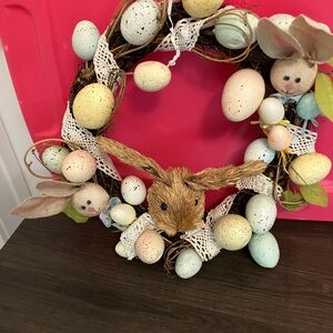 Easter Bunny Wreath with Pastel Eggs